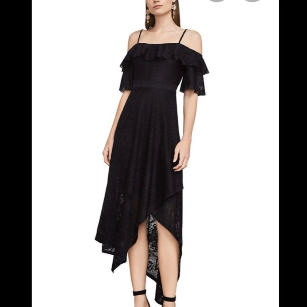 NWT BCBG demi black lace dress asymetric